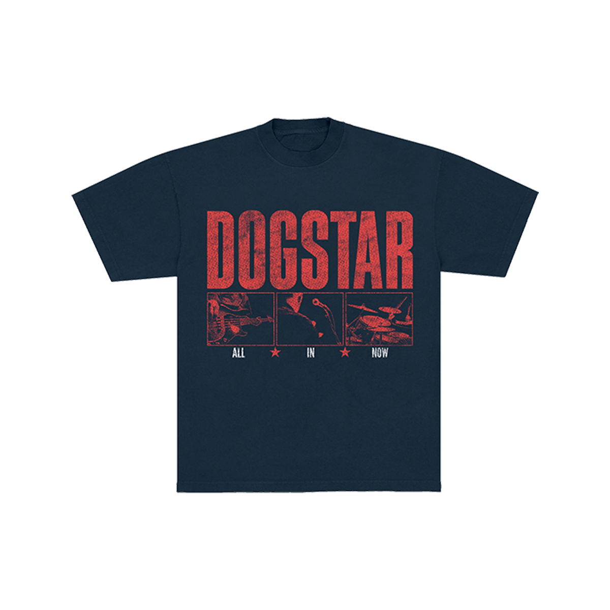 Navy blue t-shirt with red 'DOGSTAR' graphic