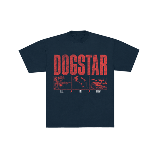 Navy blue t-shirt with red 'DOGSTAR' graphic