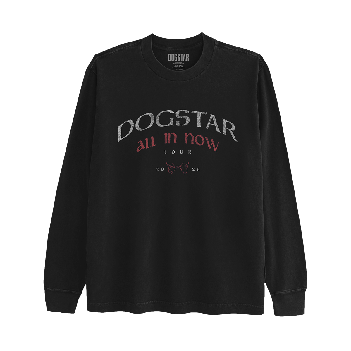 Black long-sleeve shirt with 'Dogstar' text