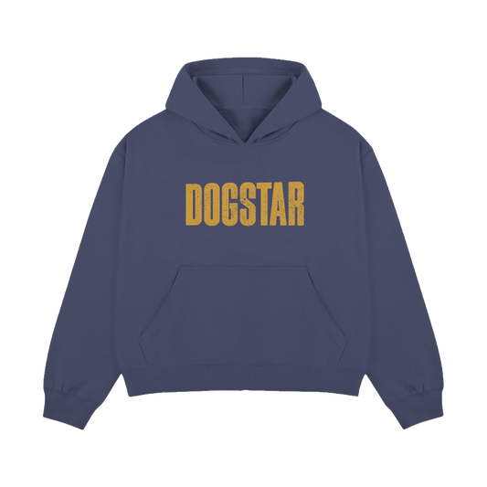 Navy blue hoodie with 'DOGSTAR' printed in yellow 
